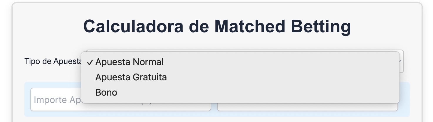 calculadora matched betting elegir apuesta normal o con bono