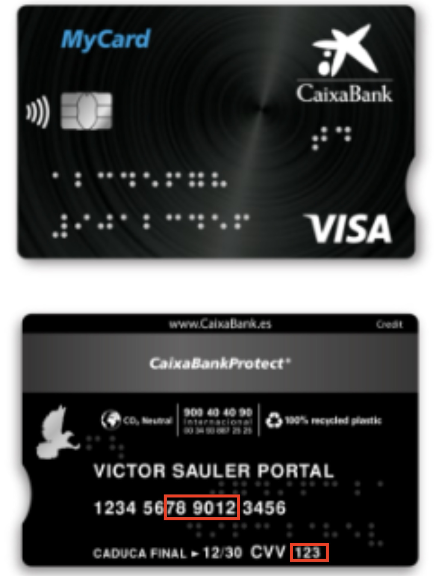 ejemplo captura pantalla tapando datos en tarjeta de credito para versus