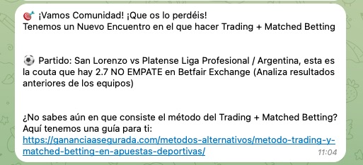 aviso partido de trading y matched betting