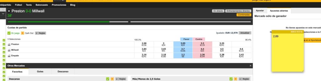 preston vs millwall apuesta con trading deportivo