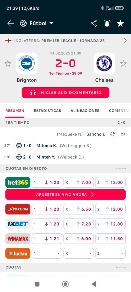 resultado apuesta trading y matched betting brighton vs chelsea